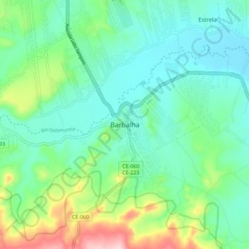 Barbalha topographic map, elevation, terrain