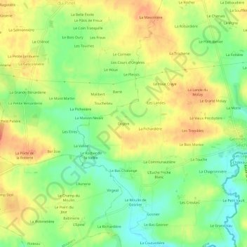 Orgère topographic map, elevation, terrain