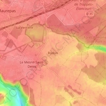 Rodon topographic map, elevation, terrain