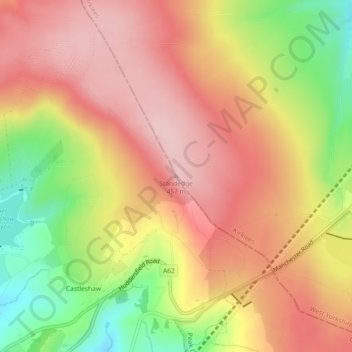 Standedge topographic map, elevation, terrain