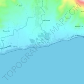 Cayes Jacmel topographic map, elevation, terrain