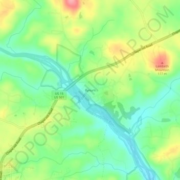 Bynum topographic map, elevation, terrain