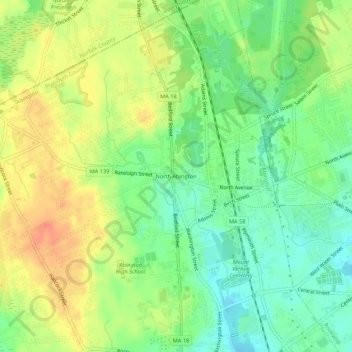 North Abington topographic map, elevation, terrain