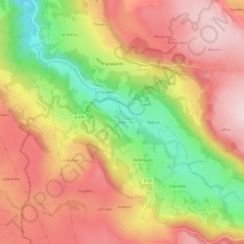 Pons topographic map, elevation, terrain