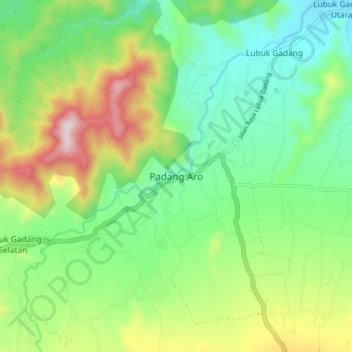 Padang Aro topographic map, elevation, terrain