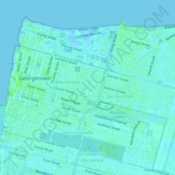 Queenstown topographic map, elevation, terrain