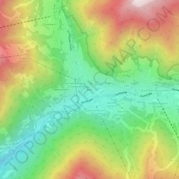 Bach topographic map, elevation, terrain