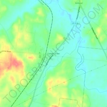 College Grove topographic map, elevation, terrain