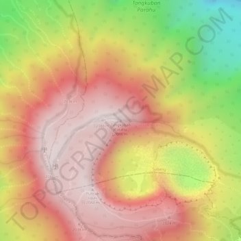 Tangkuban Parahu topographic map, elevation, terrain