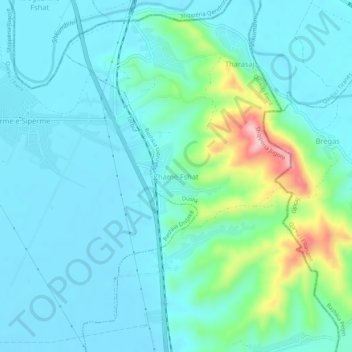 Zhamë Fshat topographic map, elevation, terrain