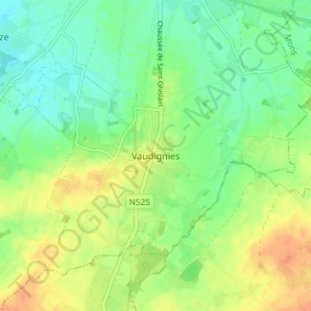 Vaudignies topographic map, elevation, terrain