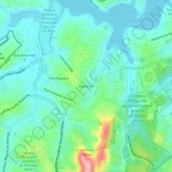 Itamarati topographic map, elevation, terrain