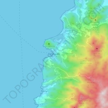 Deshaies topographic map, elevation, terrain