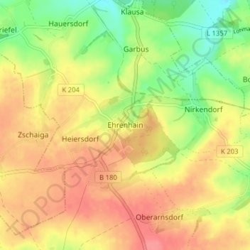 Ehrenhain topographic map, elevation, terrain