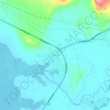 Karahan topographic map, elevation, terrain