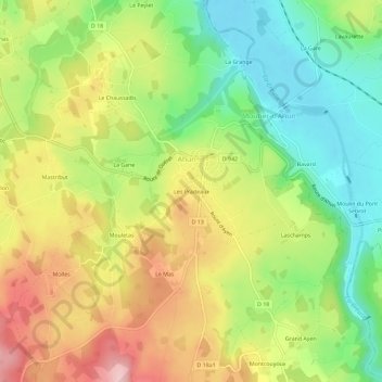 Les Pradeaux topographic map, elevation, terrain