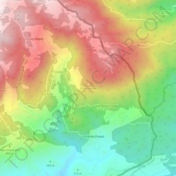 Tutaj (Gegaj) topographic map, elevation, terrain