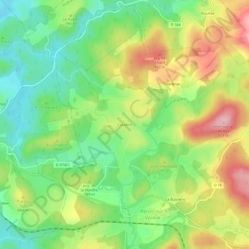 Coudert topographic map, elevation, terrain