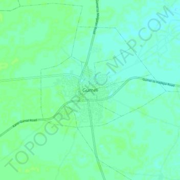 Gumel topographic map, elevation, terrain