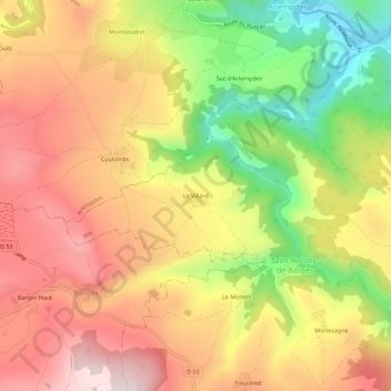 Le Villard topographic map, elevation, terrain