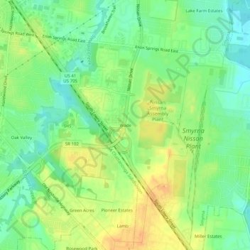 Wade topographic map, elevation, terrain