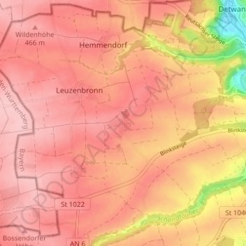 Brundorf topographic map, elevation, terrain