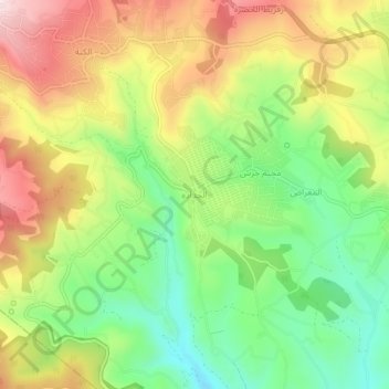 الحداده topographic map, elevation, terrain