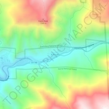 El Portal topographic map, elevation, terrain