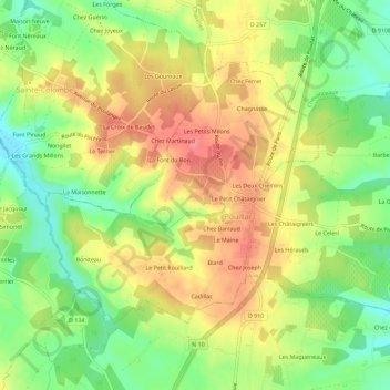 Chez Pacraud topographic map, elevation, terrain