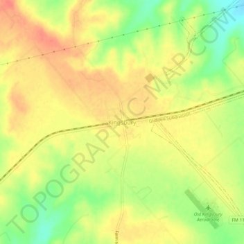 Kingsbury topographic map, elevation, terrain
