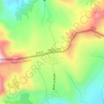 Bum La topographic map, elevation, terrain