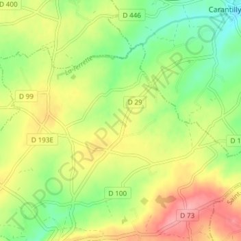 La Roulandière topographic map, elevation, terrain
