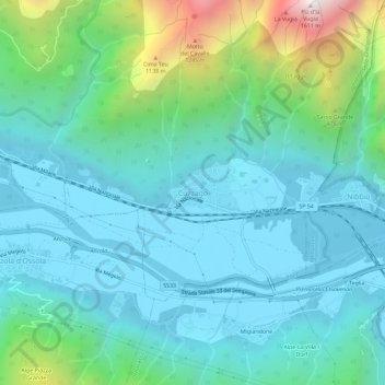 Cuzzago topographic map, elevation, terrain