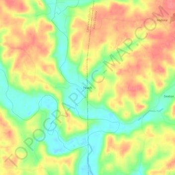 Peach topographic map, elevation, terrain