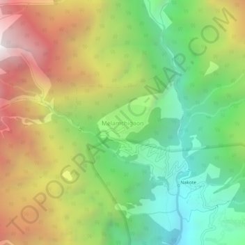 Melamchigaon topographic map, elevation, terrain