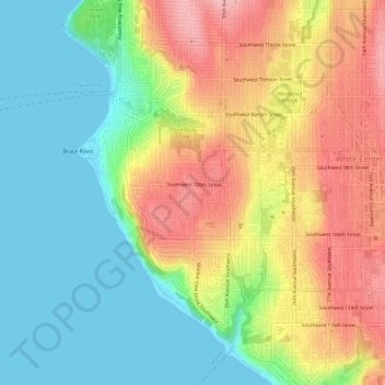 Arbor Heights topographic map, elevation, terrain