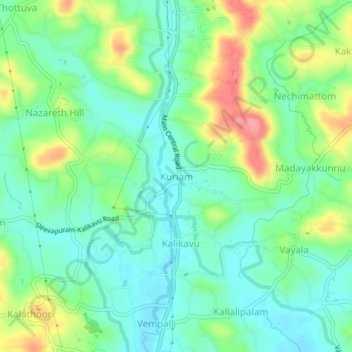 Kuriam topographic map, elevation, terrain