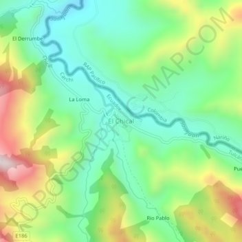 El Chical topographic map, elevation, terrain