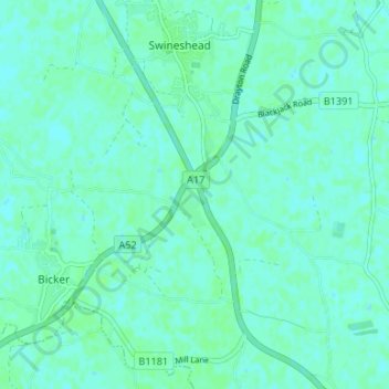 Bicker Bar topographic map, elevation, terrain