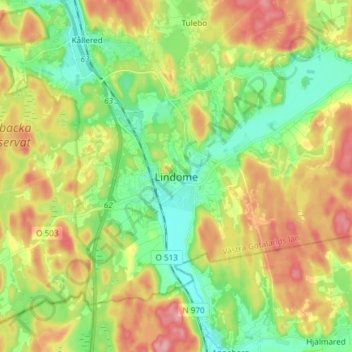 Lindome topographic map, elevation, terrain