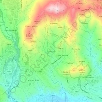 Contornina topographic map, elevation, terrain
