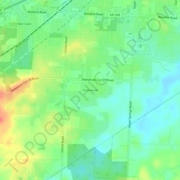 Yorkwood topographic map, elevation, terrain