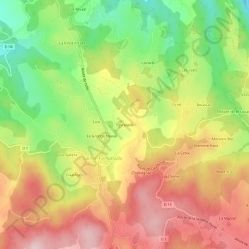 Peyrelade topographic map, elevation, terrain