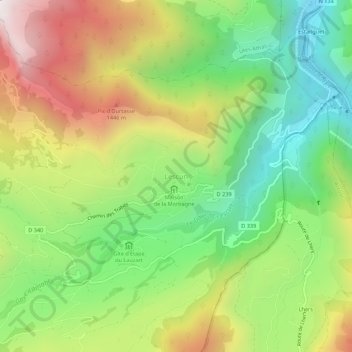 Lescun topographic map, elevation, terrain