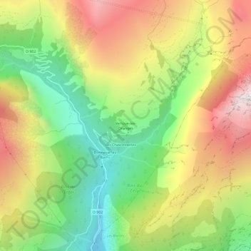 Versoye-les-Granges topographic map, elevation, terrain