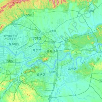 Qingxiu topographic map, elevation, terrain