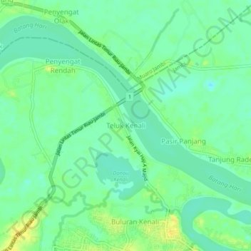 Teluk Kenali topographic map, elevation, terrain