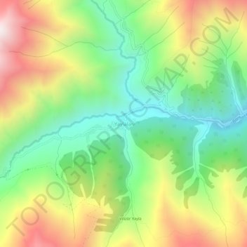Yaylalar topographic map, elevation, terrain