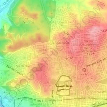 Poste mousquee belair topographic map, elevation, terrain