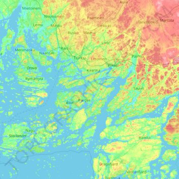 Kirjalansaari topographic map, elevation, terrain